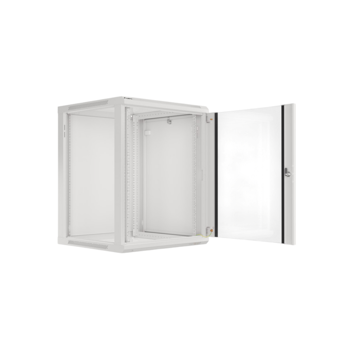 Szafa rack Lanberg 19" 15U 600x600mm wisząca V2 Drzwi szklane Szary.