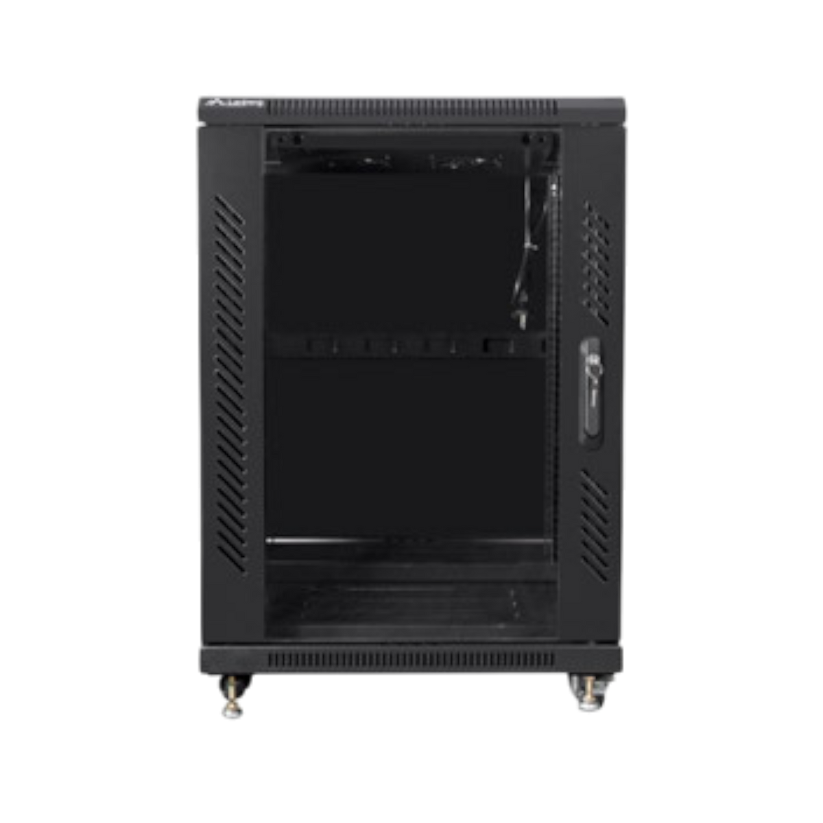 Szafa rack Lanberg 19" 15U 600x800mm stojąca Drzwi szklane Czarny.