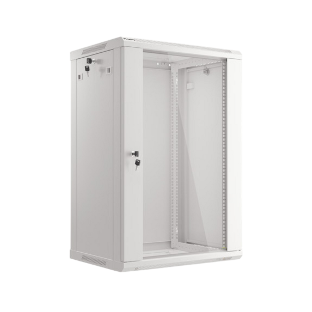 Szafa rack Lanberg 19" 18U 600x450mm wisząca V2 Drzwi szklane Szary.