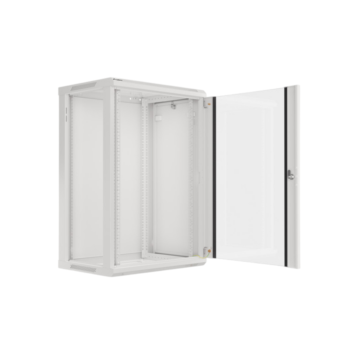 Szafa rack Lanberg 19" 18U 600x450mm wisząca V2 Drzwi szklane Szary.