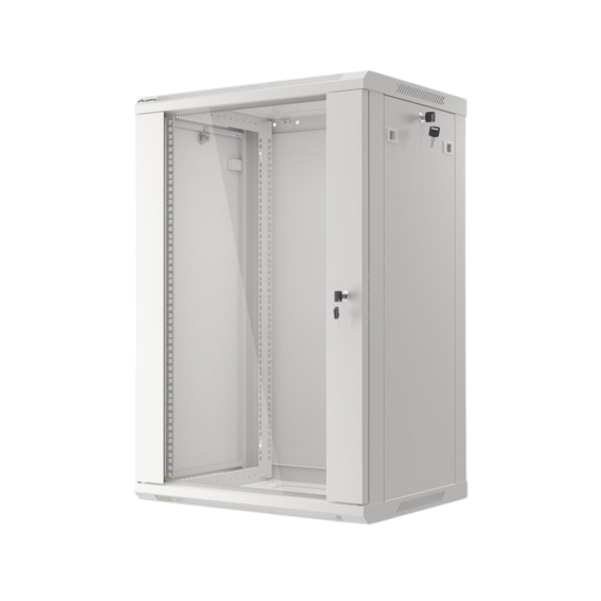 Szafa rack Lanberg 19" 18U 600x450mm wisząca V2 Drzwi szklane Szary.