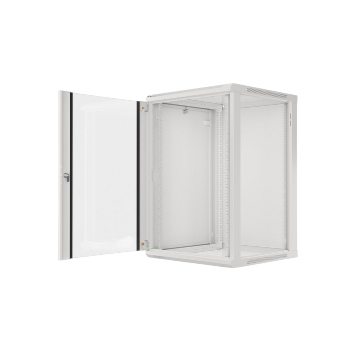 Szafa rack Lanberg 19" 18U 600x600mm wisząca V2 Drzwi szklane Szary.