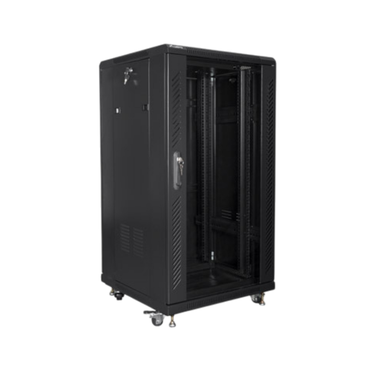 Szafa rack Lanberg 19" 22U 600x600mm stojąca Drzwi szklane Czarny.