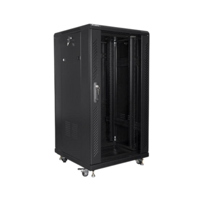 Szafa rack Lanberg 19" 22U 600x600mm stojąca Drzwi szklane Czarny.