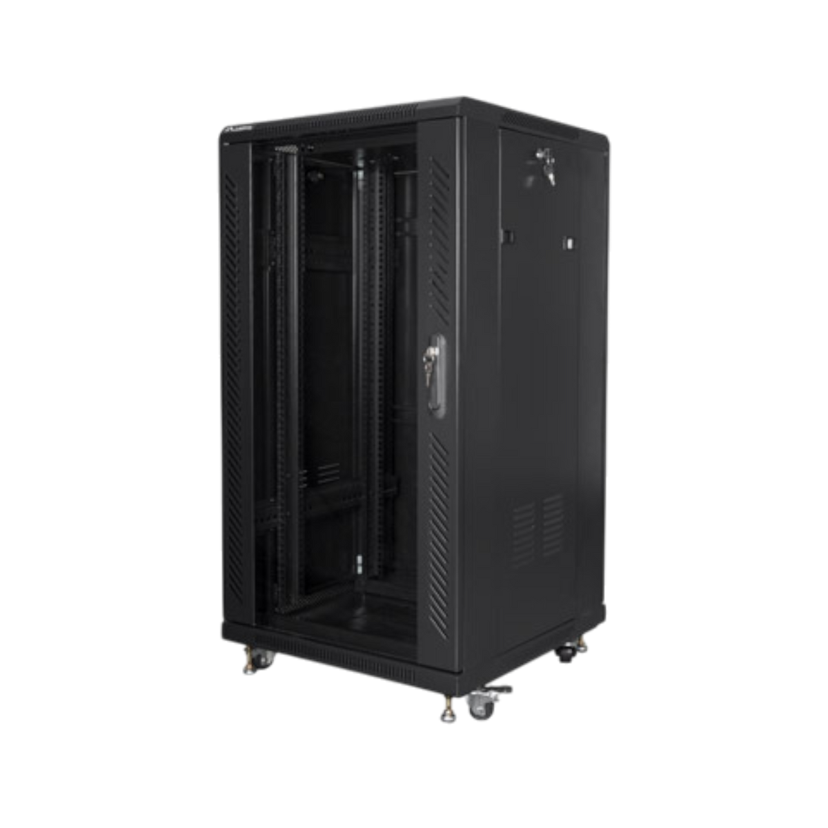 Szafa rack Lanberg 19" 22U 600x600mm stojąca Drzwi szklane Czarny.