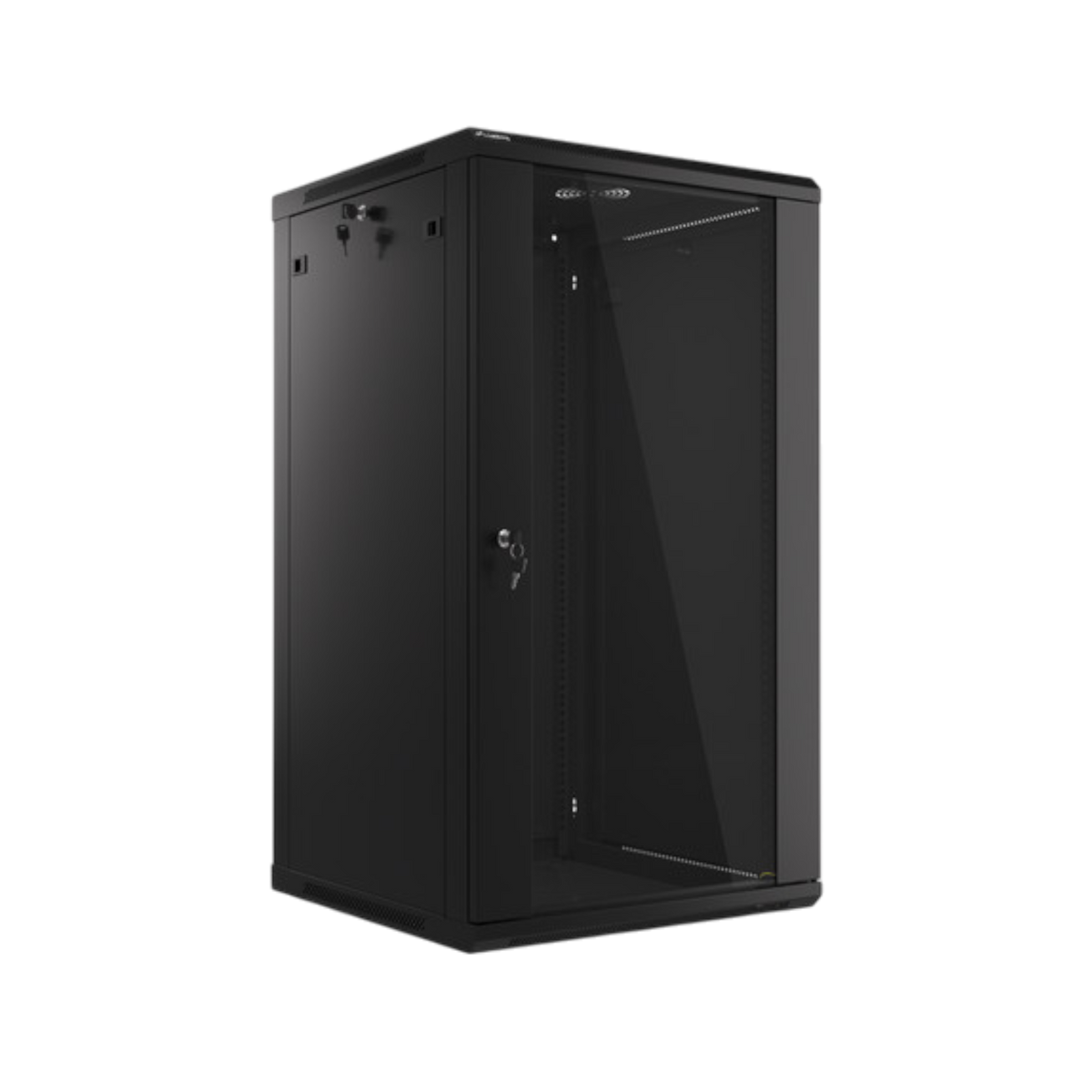 Szafa rack Lanberg 19" 22U 600x600mm wisząca V2 Drzwi szklane Czarny.