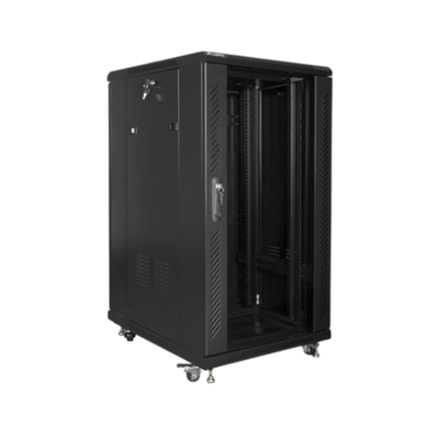 Szafa rack Lanberg 19" 22U 600x800mm stojąca Drzwi szklane Czarny.
