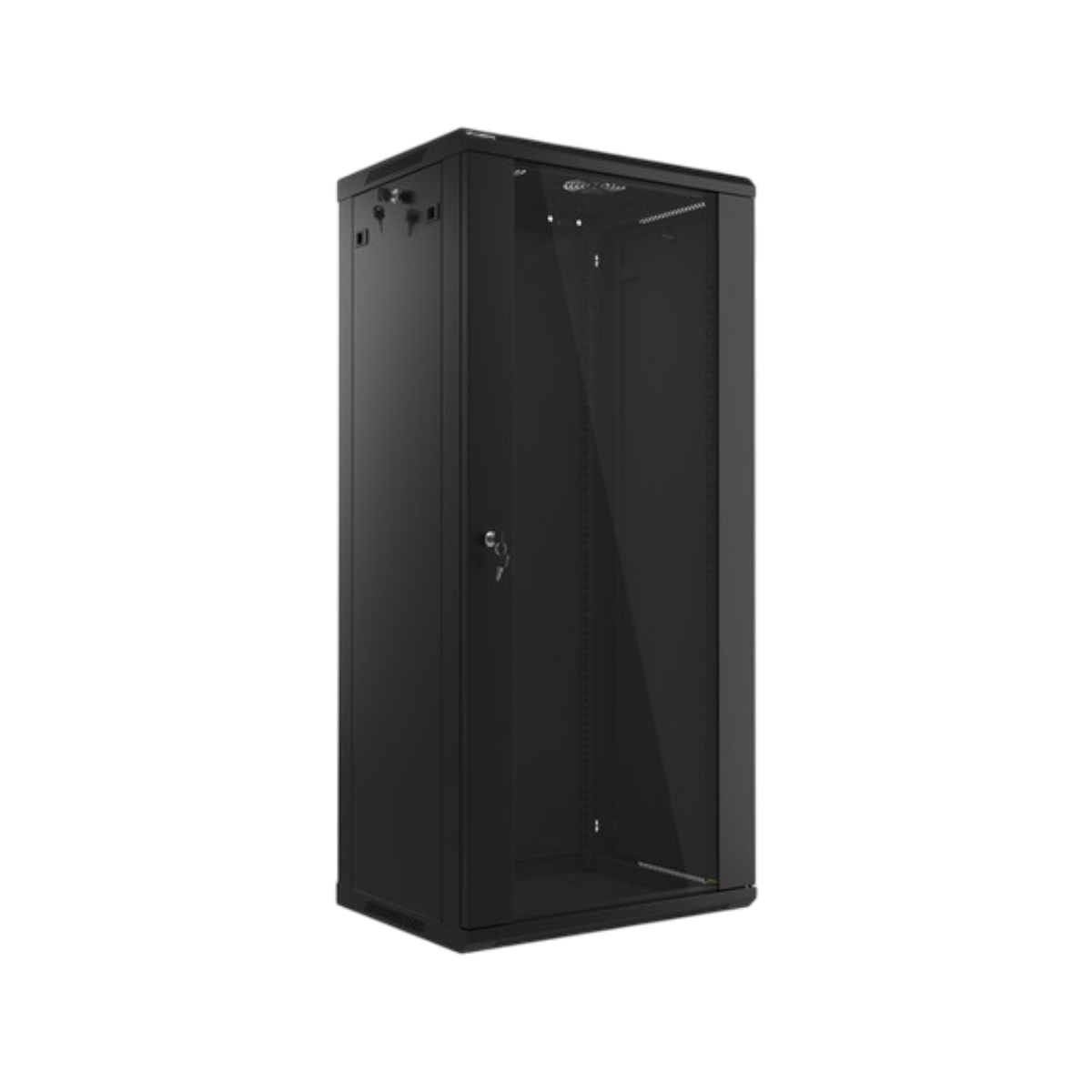 Szafa rack Lanberg 19" 27U 600x450mm wisząca V2 Drzwi szklane Czarny.