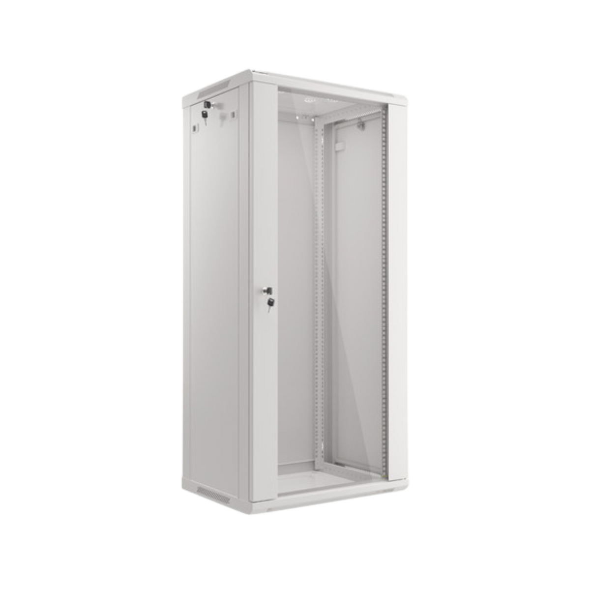 Szafa rack Lanberg 19" 27U 600x450mm wisząca V2 Drzwi szklane Szary.