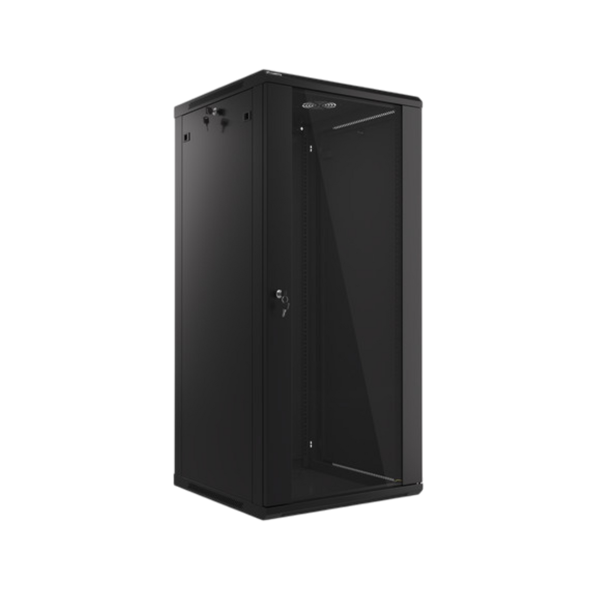Szafa rack Lanberg 19" 27U 600x600mm wisząca V2 Drzwi szklane Czarny.