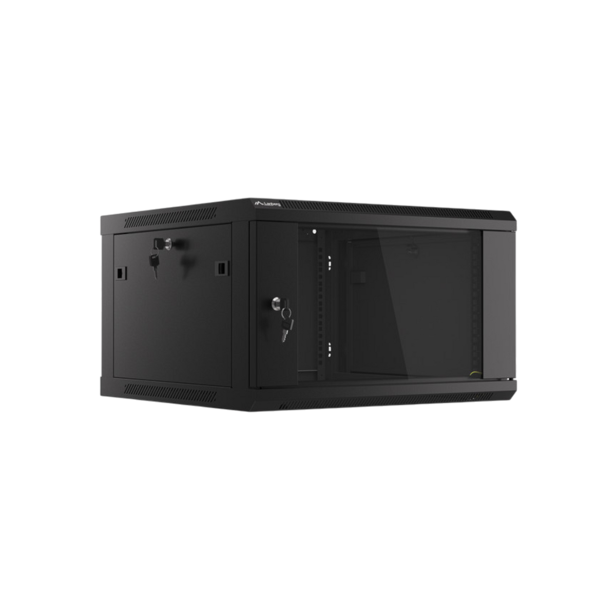 Szafa rack Lanberg 19" 6U 600x600mm wisząca V2 Drzwi szklane Czarny.