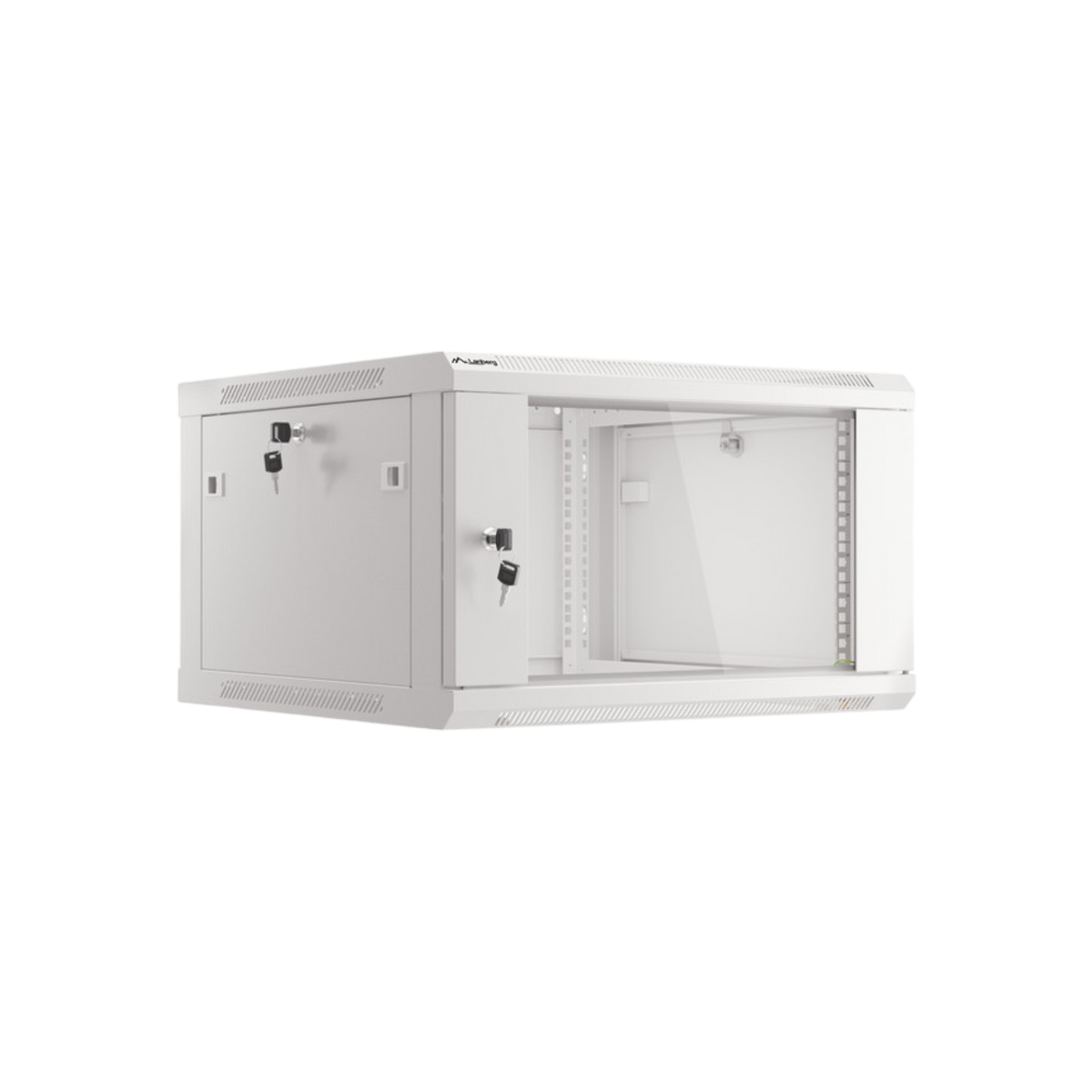 Szafa rack Lanberg 19" 6U 600x600mm wisząca V2 Drzwi szklane Szary.