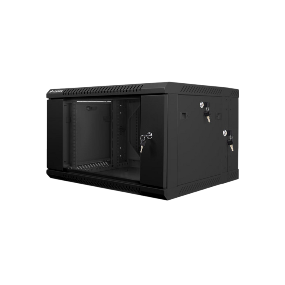 Szafa rack Lanberg 19" 6U 600x600mm wisząca dwusekcyjna Drzwi szklane Czarny.