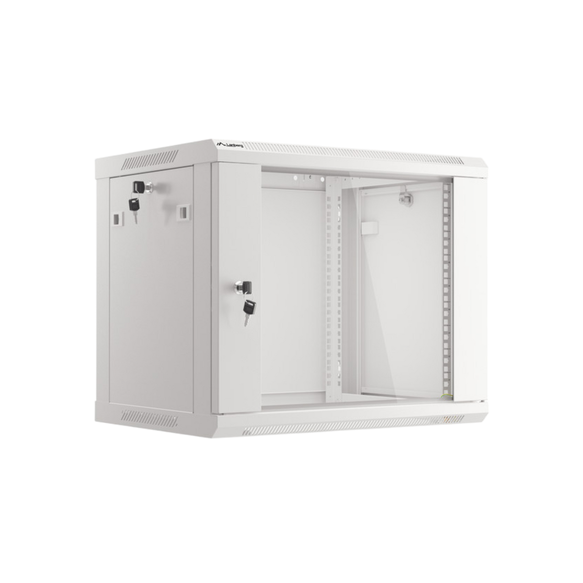 Szafa rack Lanberg 19" 9U 600x450mm wisząca V2 Drzwi szklane Szary.