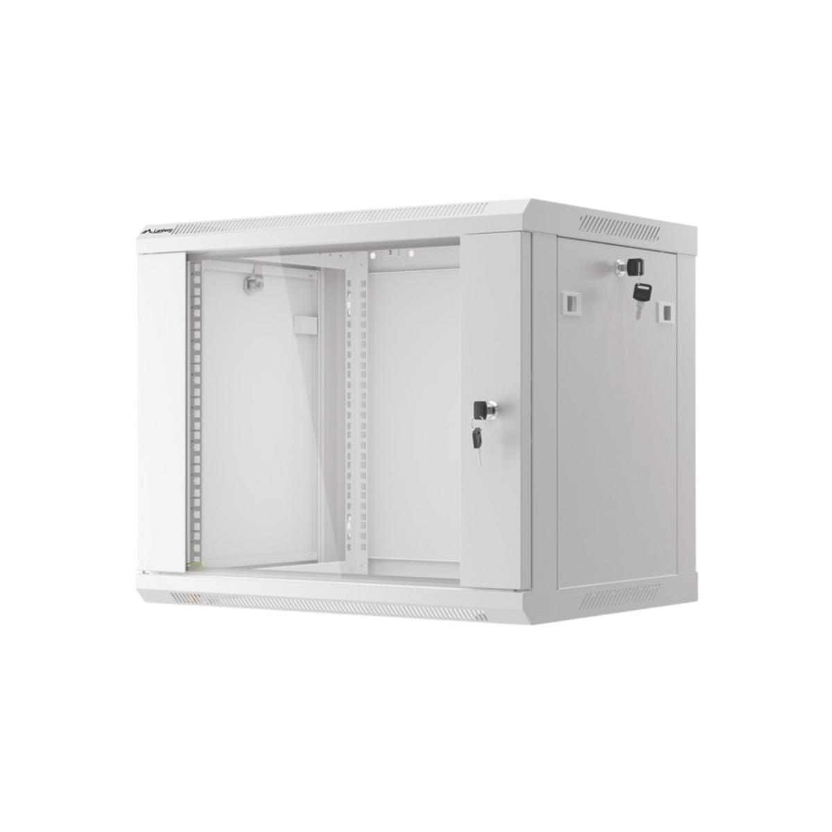 Szafa rack Lanberg 19" 9U 600x450mm wisząca V2 Drzwi szklane Szary.