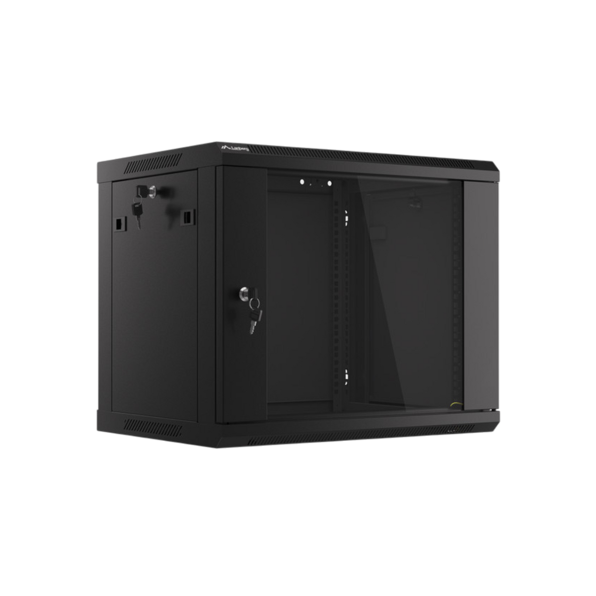 Szafa rack Lanberg 19" 9U 600x450mm wisząca V2 Drzwi szklane Czarny.