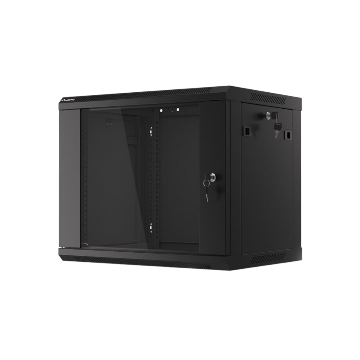Szafa rack Lanberg 19" 9U 600x450mm wisząca V2 Drzwi szklane Czarny.