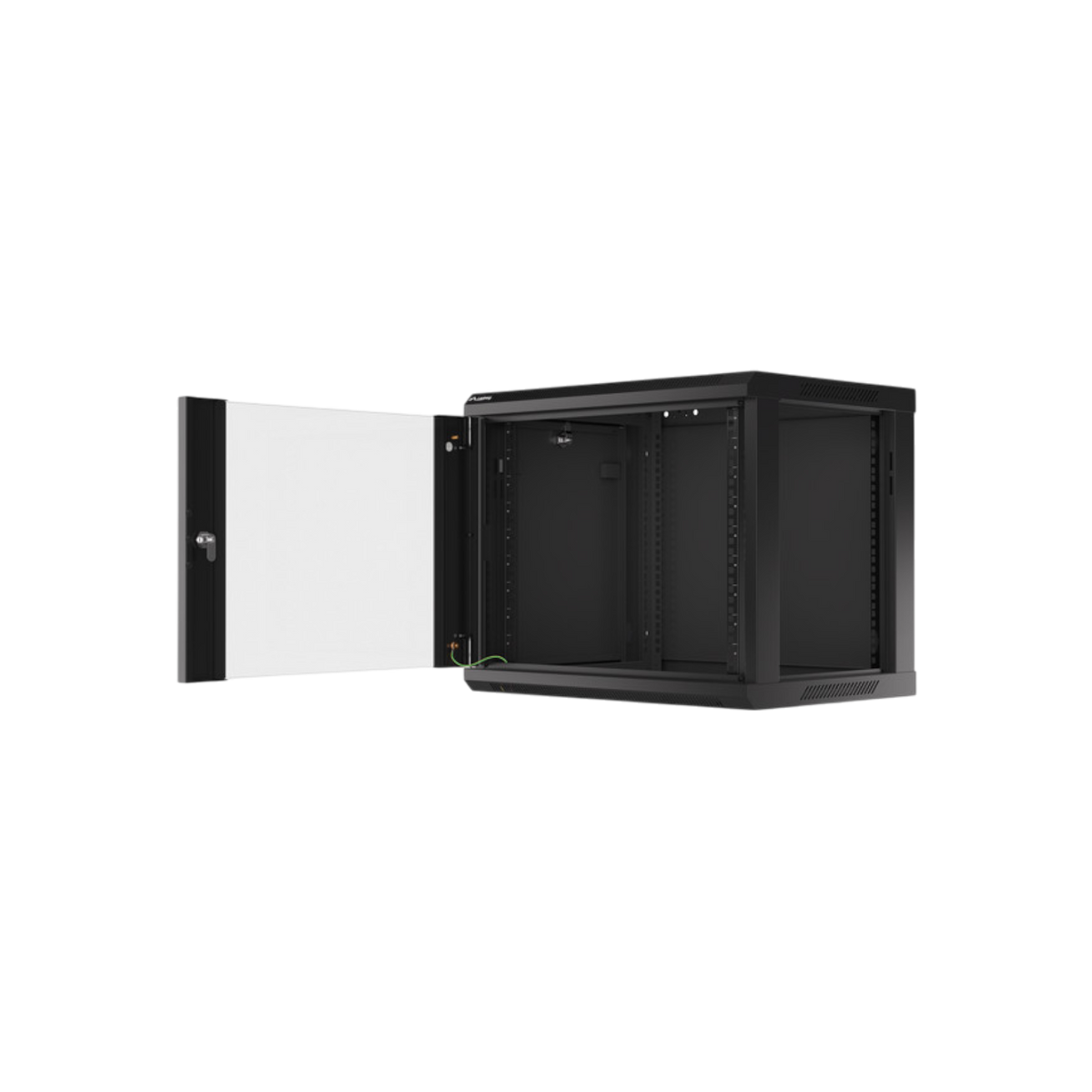 Szafa rack Lanberg 19" 9U 600x450mm wisząca V2 Drzwi szklane Czarny.