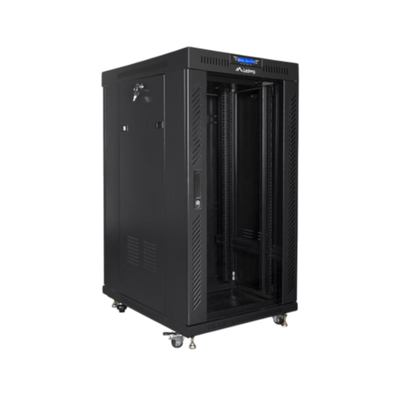 Szafa rack Lanberg 19" 22U 600x800mm stojąca LCD V2 Drzwi szklane Czarny.