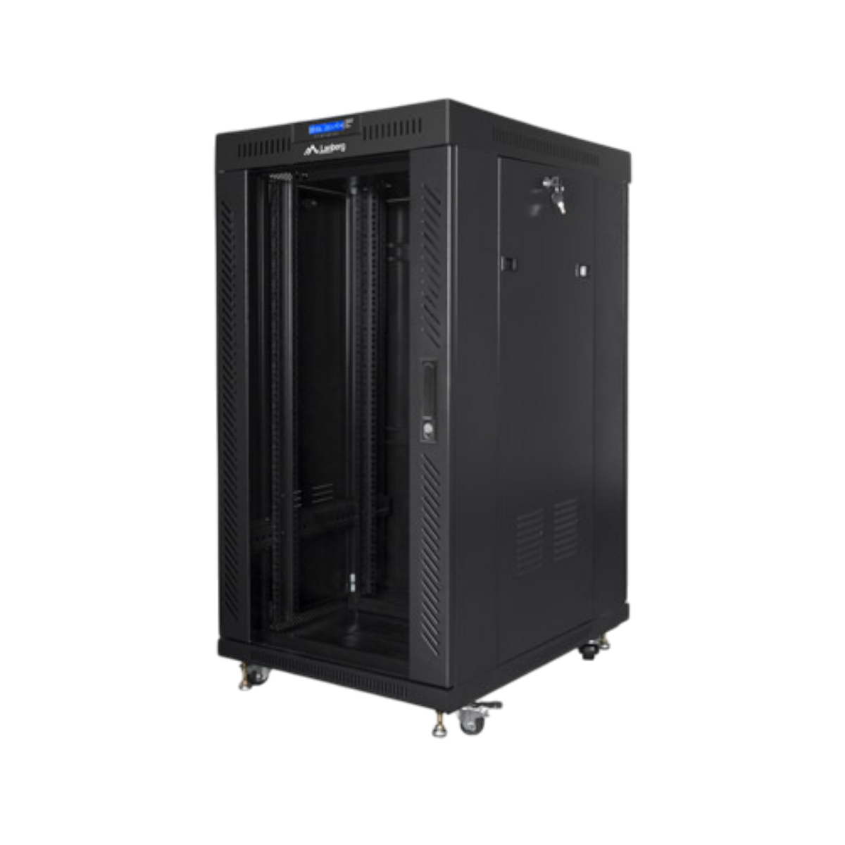 Szafa rack Lanberg 19" 22U 600x800mm stojąca LCD V2 Drzwi szklane Czarny.