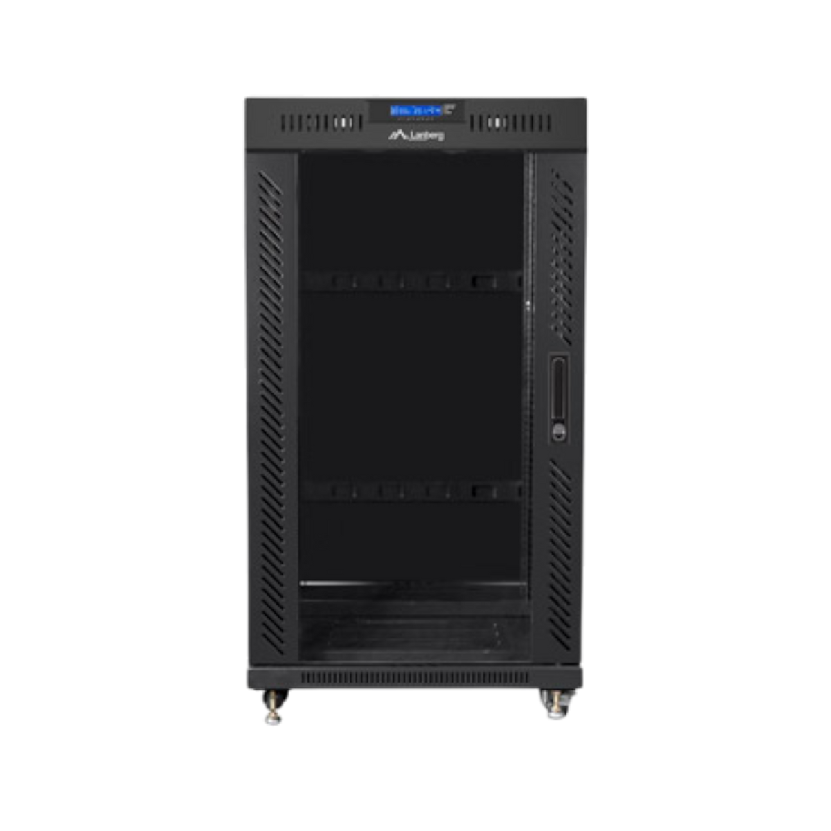 Szafa rack Lanberg 19" 22U 600x800mm stojąca LCD V2 Drzwi szklane Czarny.