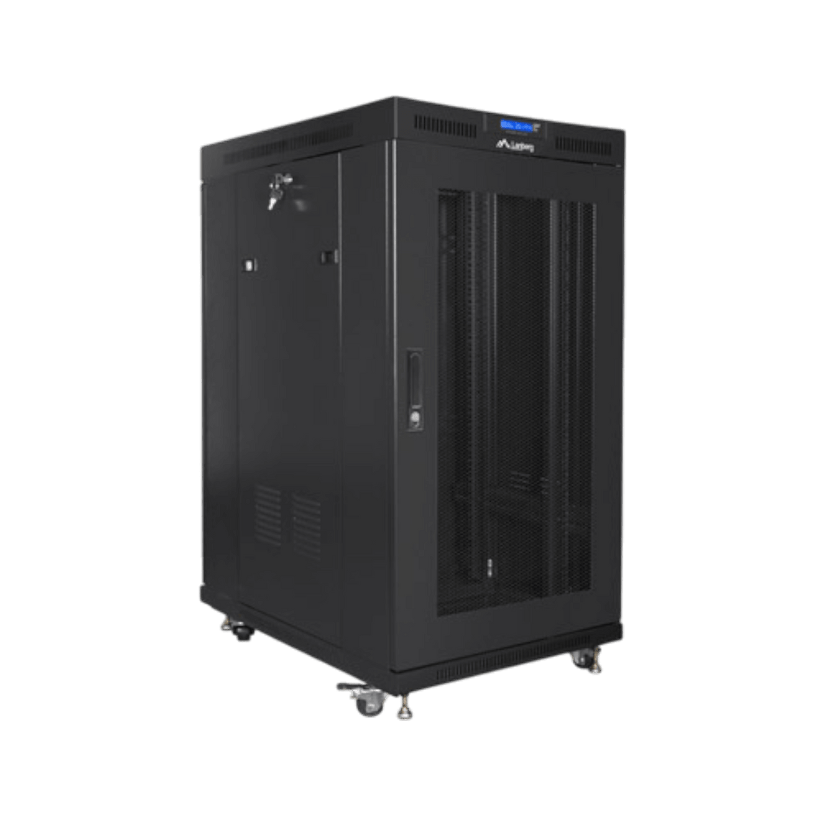 Szafa rack Lanberg 19" 22U 800x1000mm stojąca LCD V2 Drzwi perforowane Czarny.