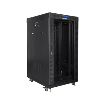 Szafa rack Lanberg 19" 22U 800x800mm stojąca LCD V2 Drzwi szklane Czarny.