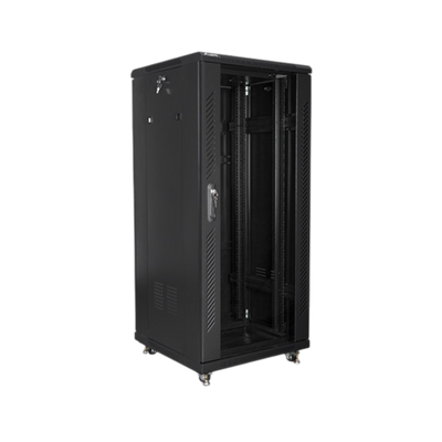 Szafa rack Lanberg 19" 27U 600x600mm stojąca Drzwi szklane Czarny.