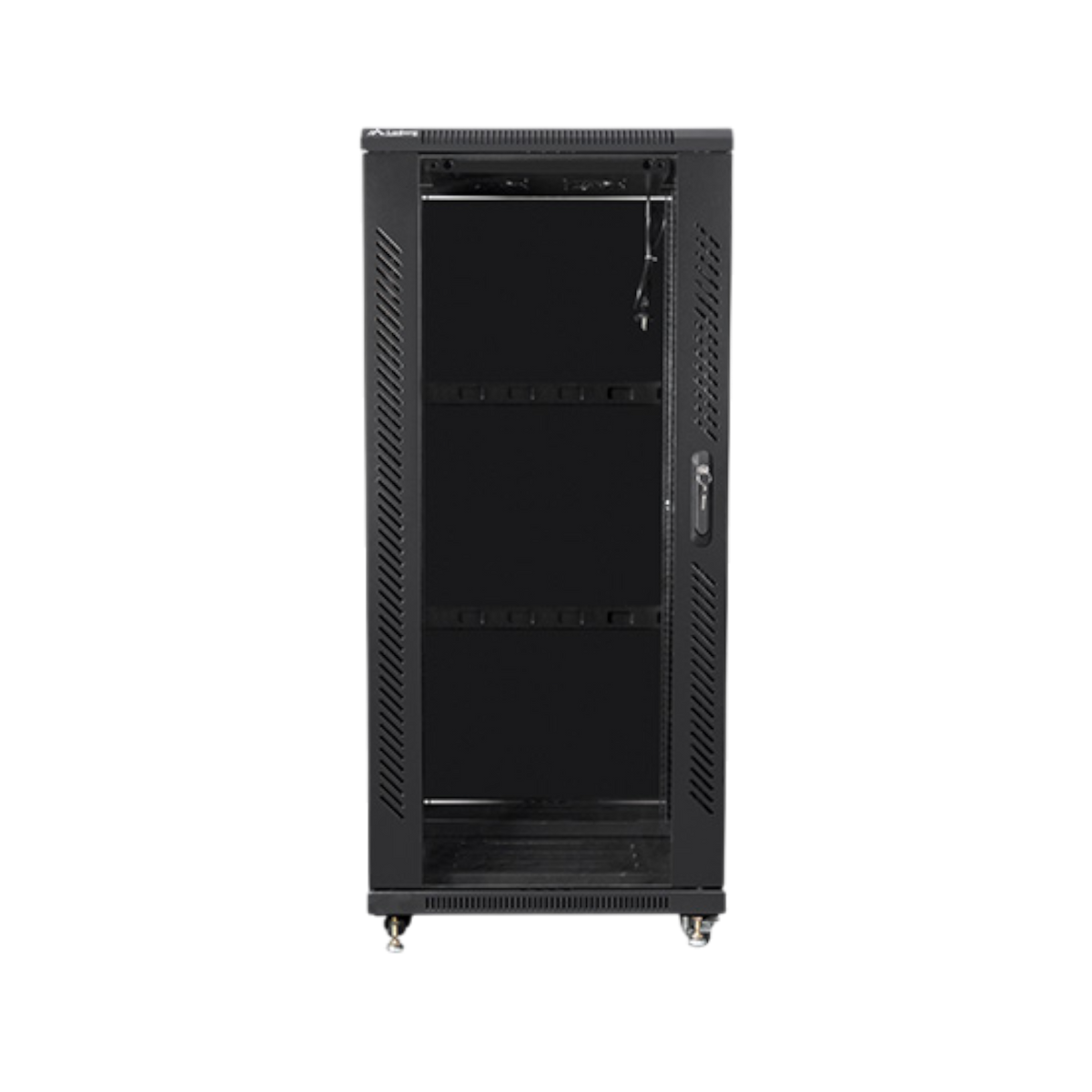 Szafa rack Lanberg 19" 27U 600x600mm stojąca Drzwi szklane Czarny.