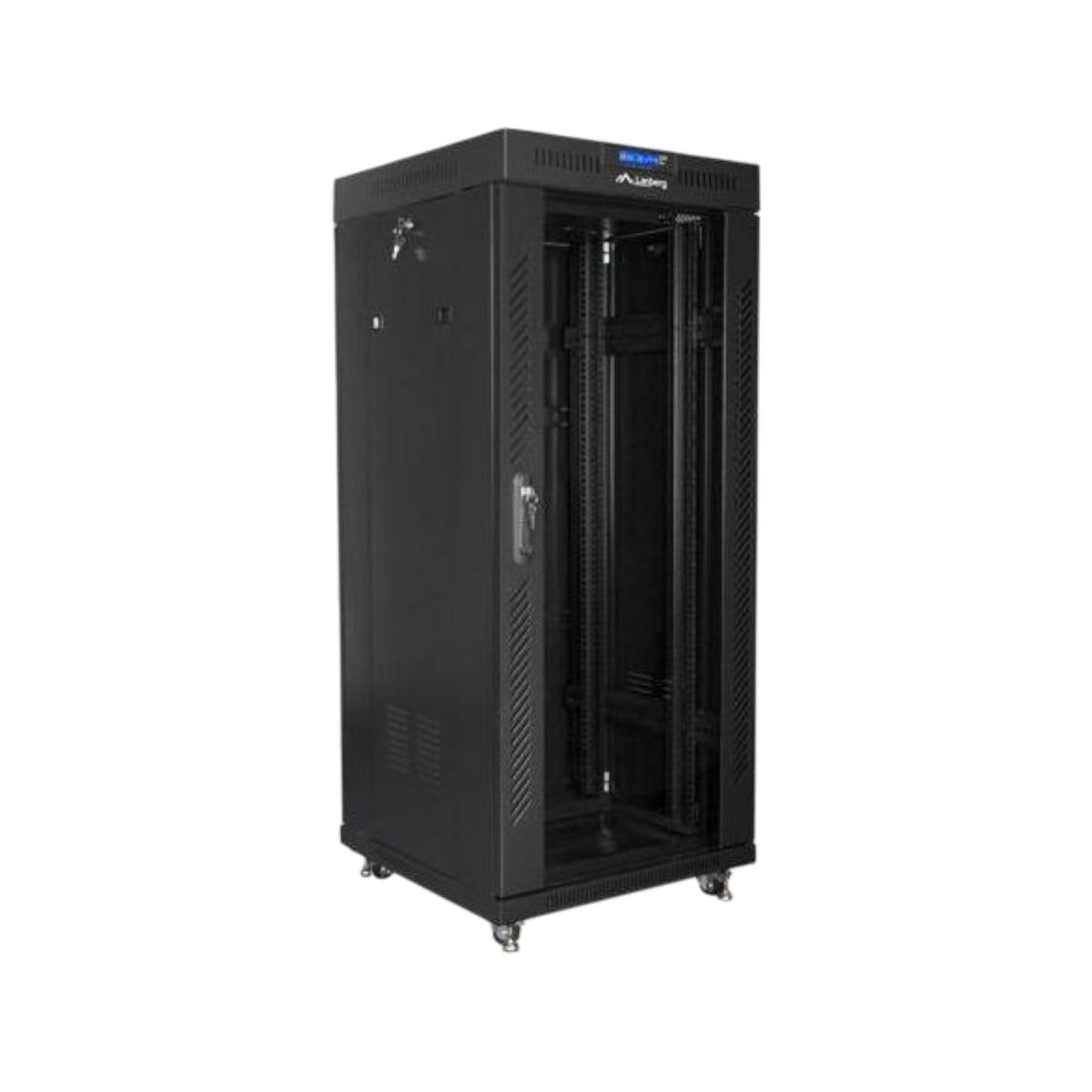 Szafa rack Lanberg 19" 27U 600x600mm stojąca LCD Drzwi szklane Czarny.