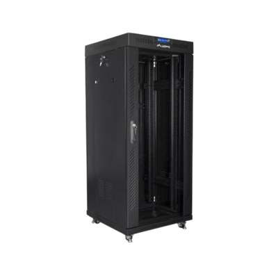 Szafa rack Lanberg 19" 27U 600x600mm stojąca LCD Drzwi szklane Czarny.