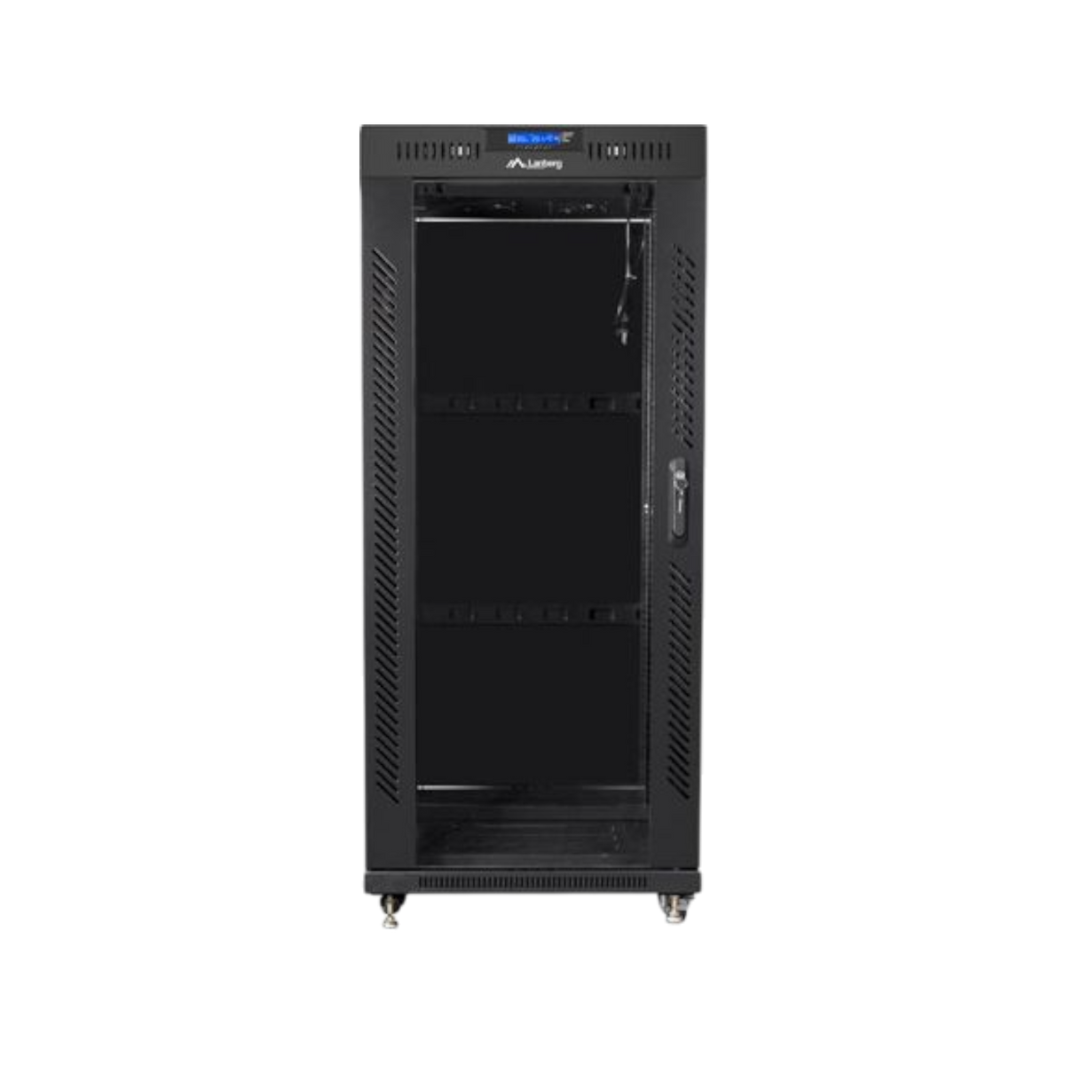 Szafa rack Lanberg 19" 27U 600x600mm stojąca LCD Drzwi szklane Czarny.