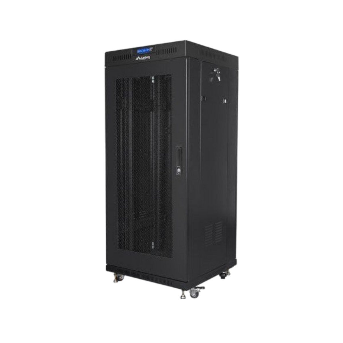 Szafa rack Lanberg 19" 27U 600x600mm stojąca LCD V2 Drzwi perforowane Czarny.