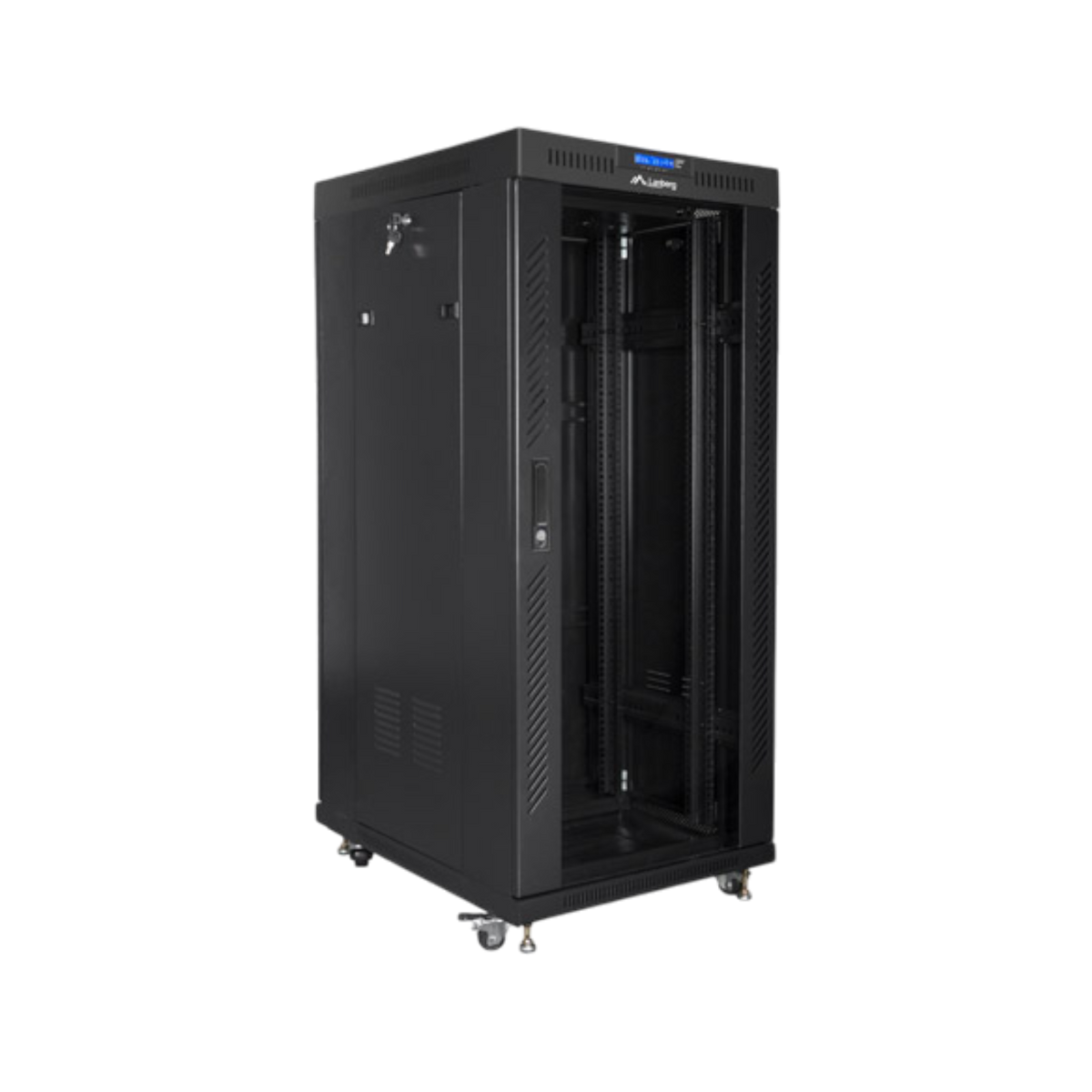 Szafa rack Lanberg 19" 27U 800x1000mm stojąca LCD V2 Drzwi szklane Czarny.