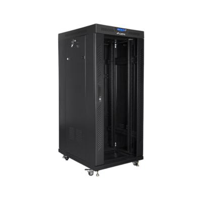 Szafa rack Lanberg 19" 27U 800x1000mm stojąca LCD V2 Drzwi szklane Czarny.