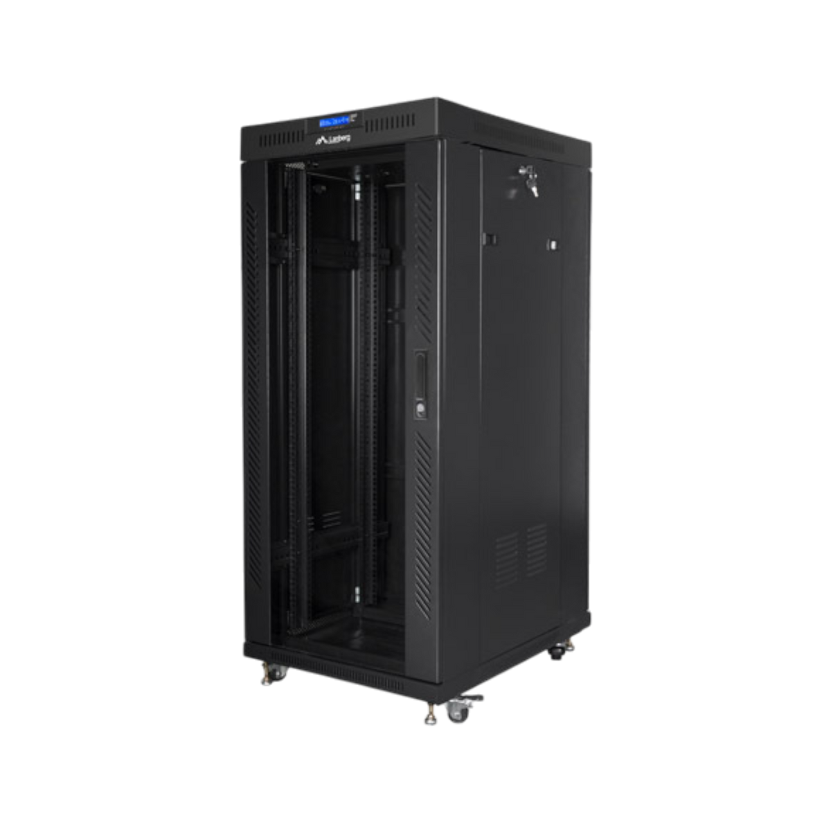 Szafa rack Lanberg 19" 27U 800x1000mm stojąca LCD V2 Drzwi szklane Czarny.