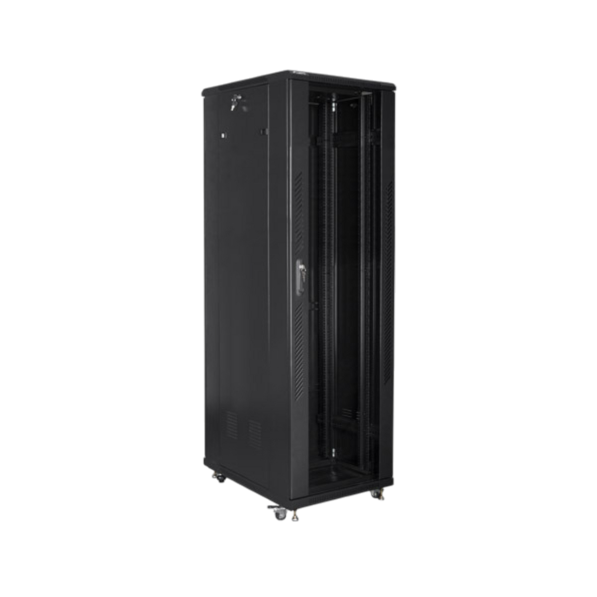 Szafa rack Lanberg 19" 42U 600x1000mm stojąca Drzwi szklane Czarny.