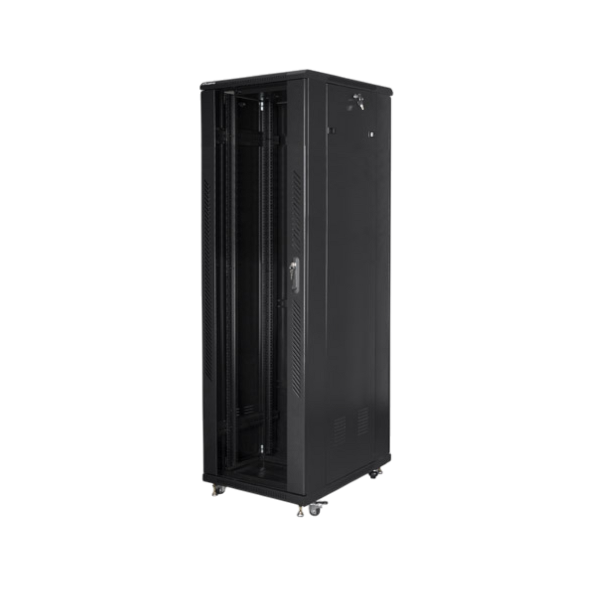 Szafa rack Lanberg 19" 42U 600x1000mm stojąca Drzwi szklane Czarny.