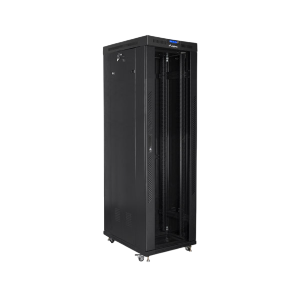 Szafa rack Lanberg 19" 42U 600x1000mm stojąca LCD V2 Drzwi szklane Czarny.