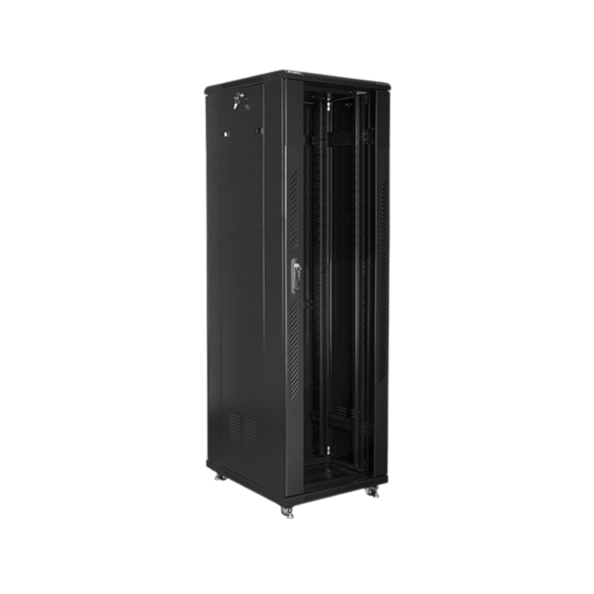 Szafa rack Lanberg 19" 42U 600x800mm stojąca Drzwi szklane Czarny.