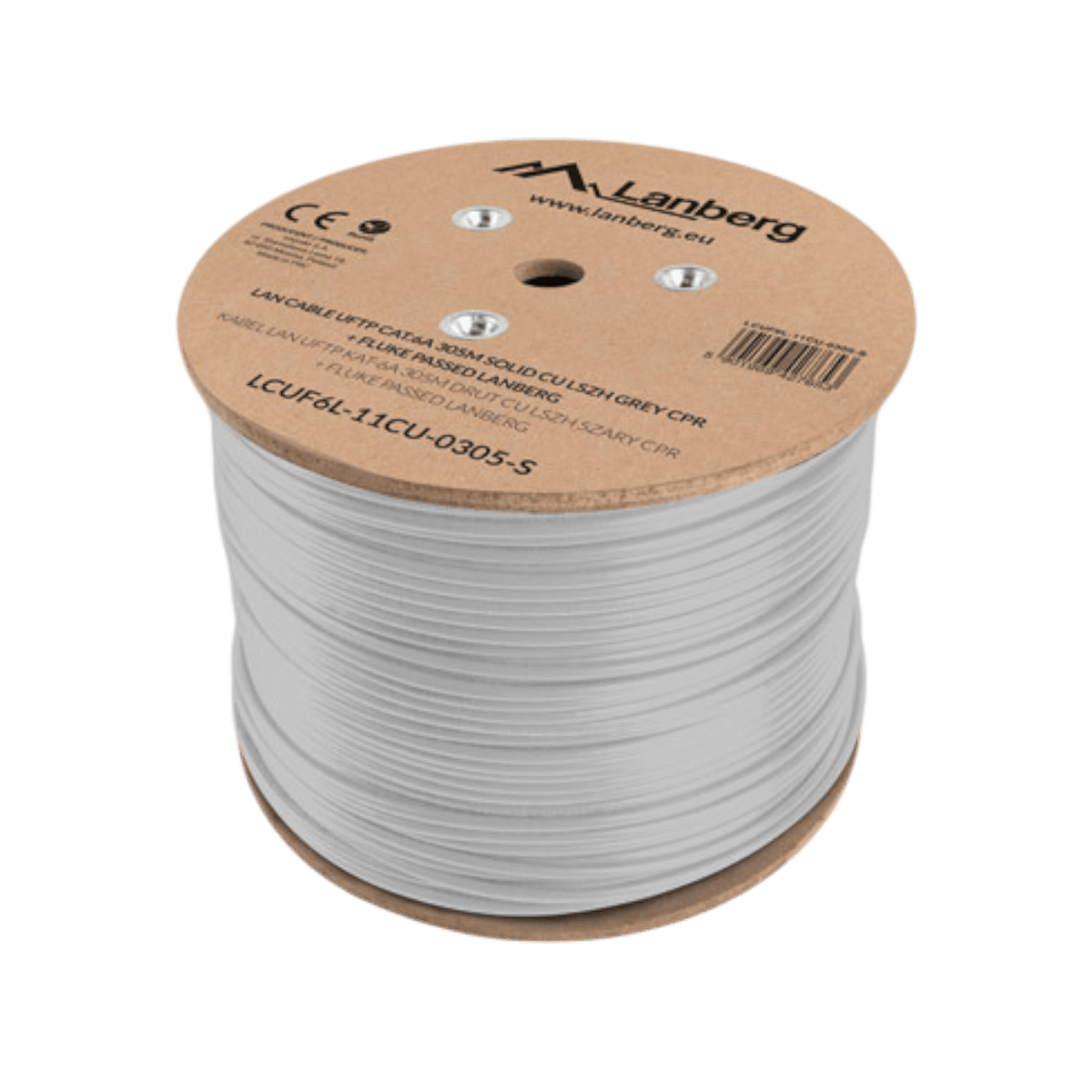 Kabel sieciowy LAN Lanberg UFTP Kat.6a Drut CU Fluke Passed CPR LSZH 305m Szary.
