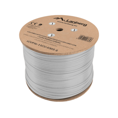 Kabel sieciowy LAN Lanberg UFTP Kat.6a Drut CU Fluke Passed CPR LSZH 305m Szary.