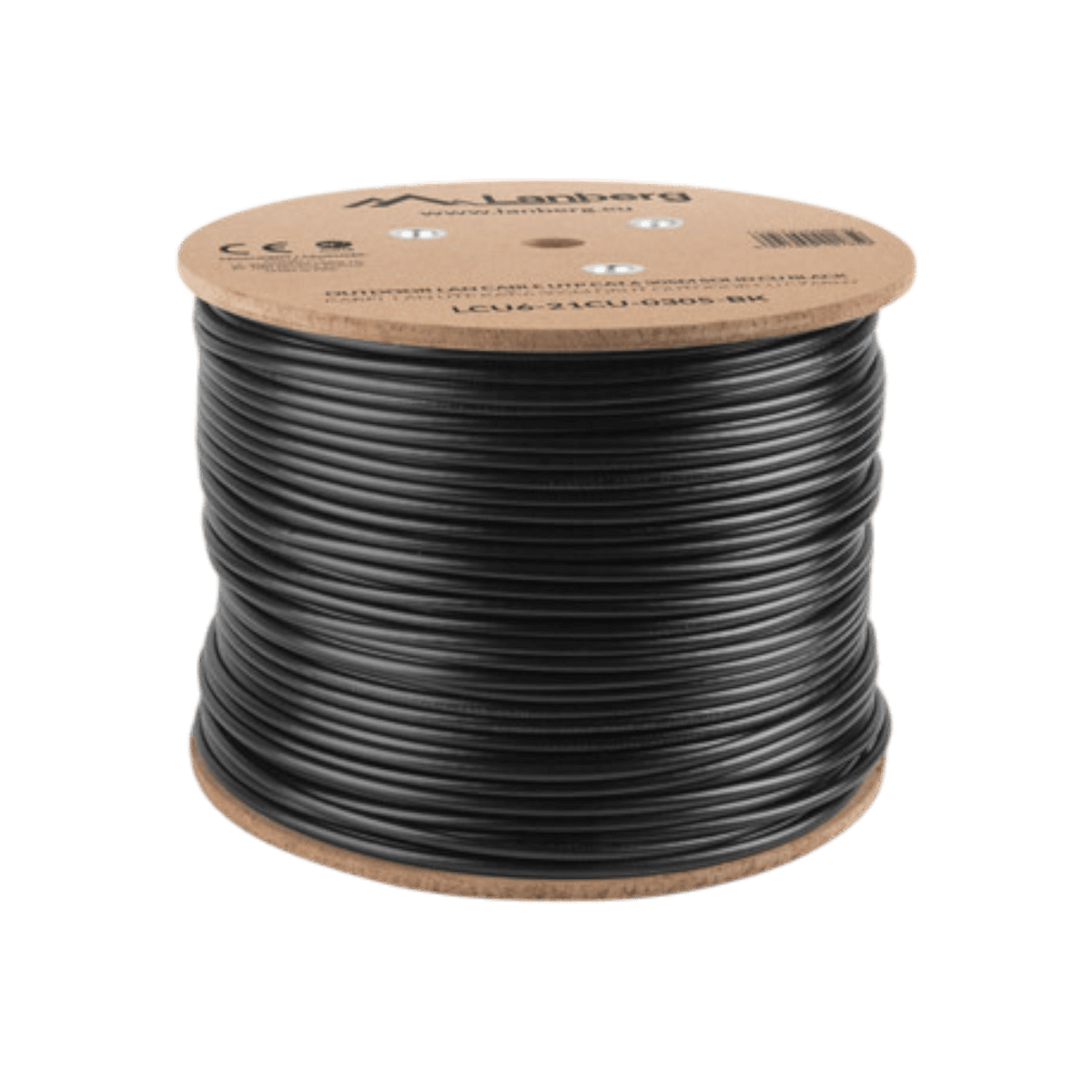 Kabel sieciowy LAN Lanberg UTP Kat.6 Drut CU Fluke Passed Outdoor 305m Czarny.