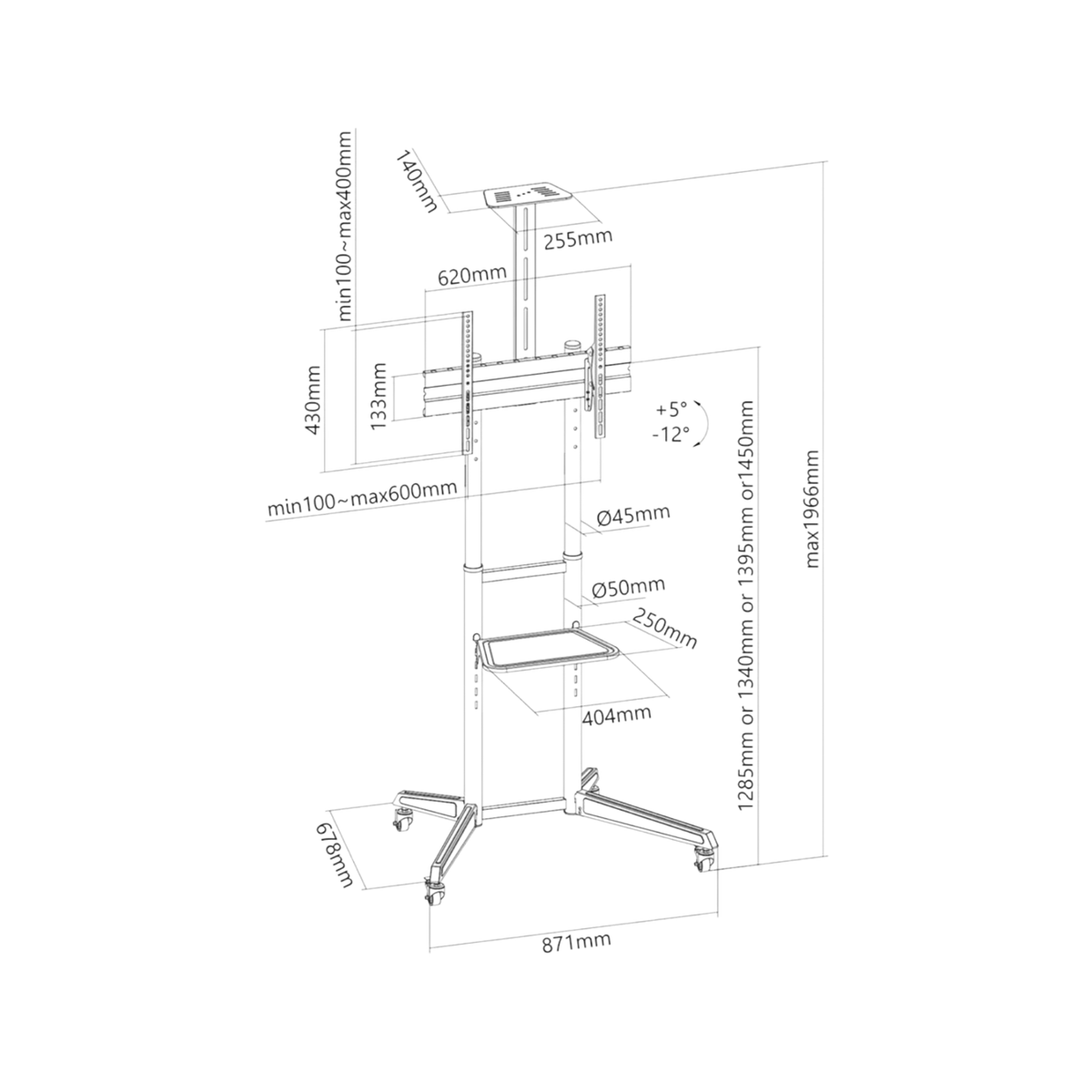 Stojak podłogowy do monitora Neomounts FL50-550BL1 37" - 70" VESA 50kg.