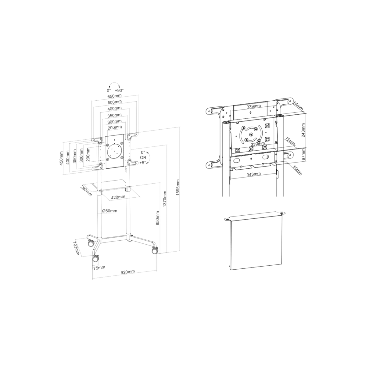 Stojak podłogowy do monitora Neomounts NS-M1250BLACK 37" - 70" VESA 70kg.