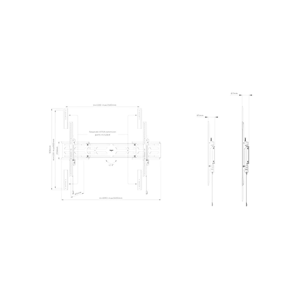 Uchwyt ścienny do TV Neomounts WL30S-950BL19 55" - 110" VESA 160kg.