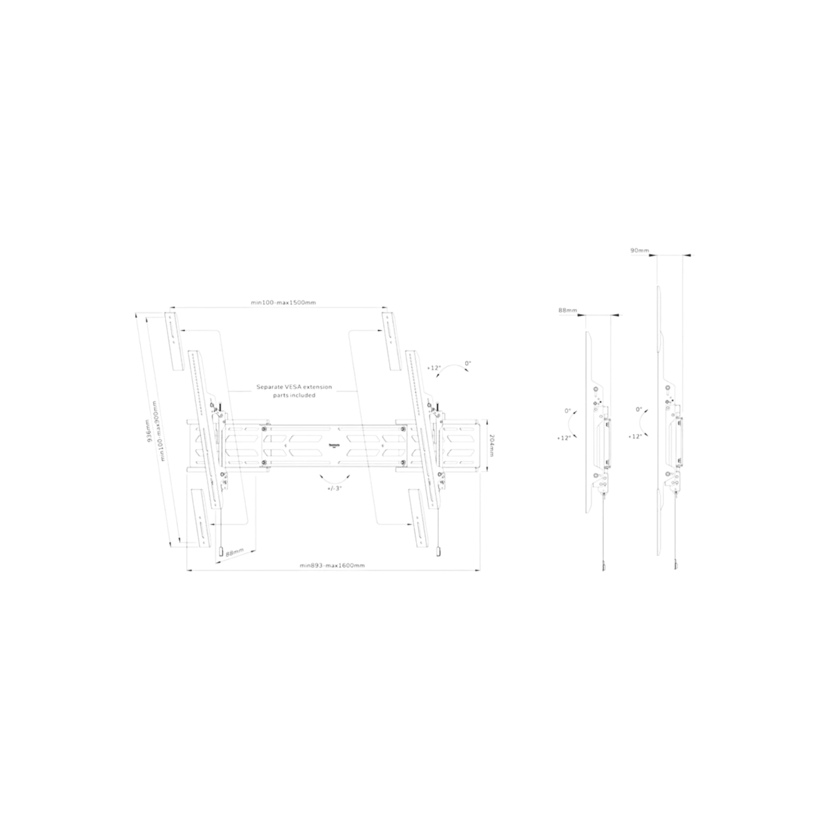 Uchwyt ścienny do TV Neomounts WL35S-950BL19 55" - 110" VESA 160kg.