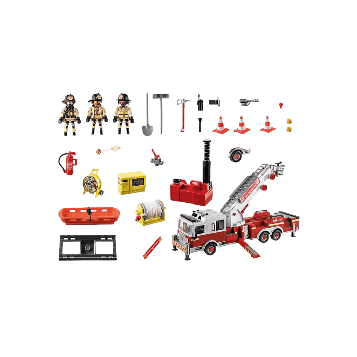 Playmobil Zestaw figurek City Action 70935 Wóz strażacki: US Tower Ladder.