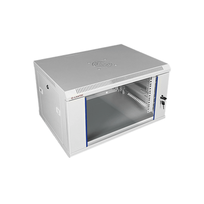 Szafa rack Q-LANTEC 19" 6U 600x450mm wisząca Drzwi szklane Szary.
