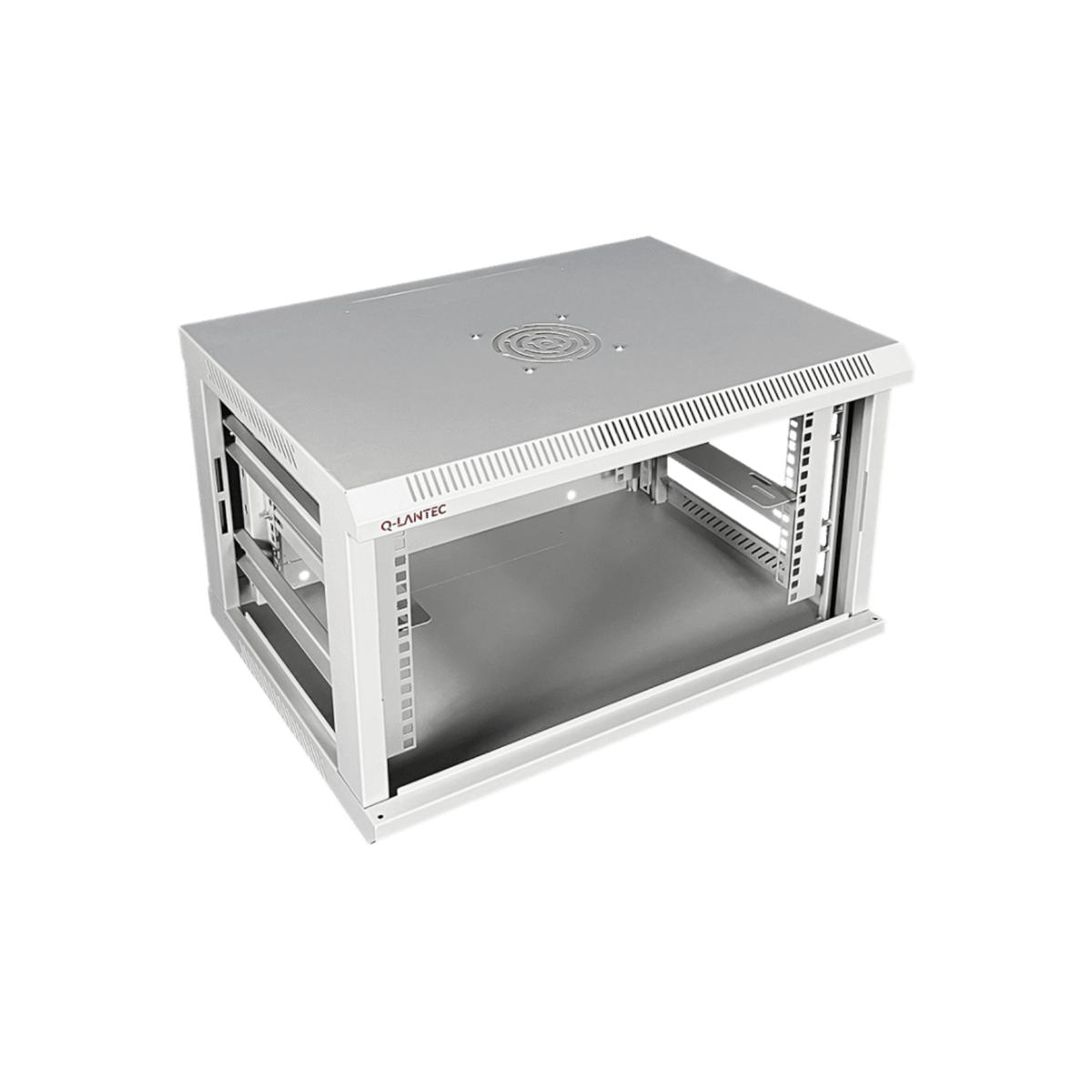 Szafa rack Q-LANTEC 19" 6U 600x450mm wisząca Drzwi szklane Szary.